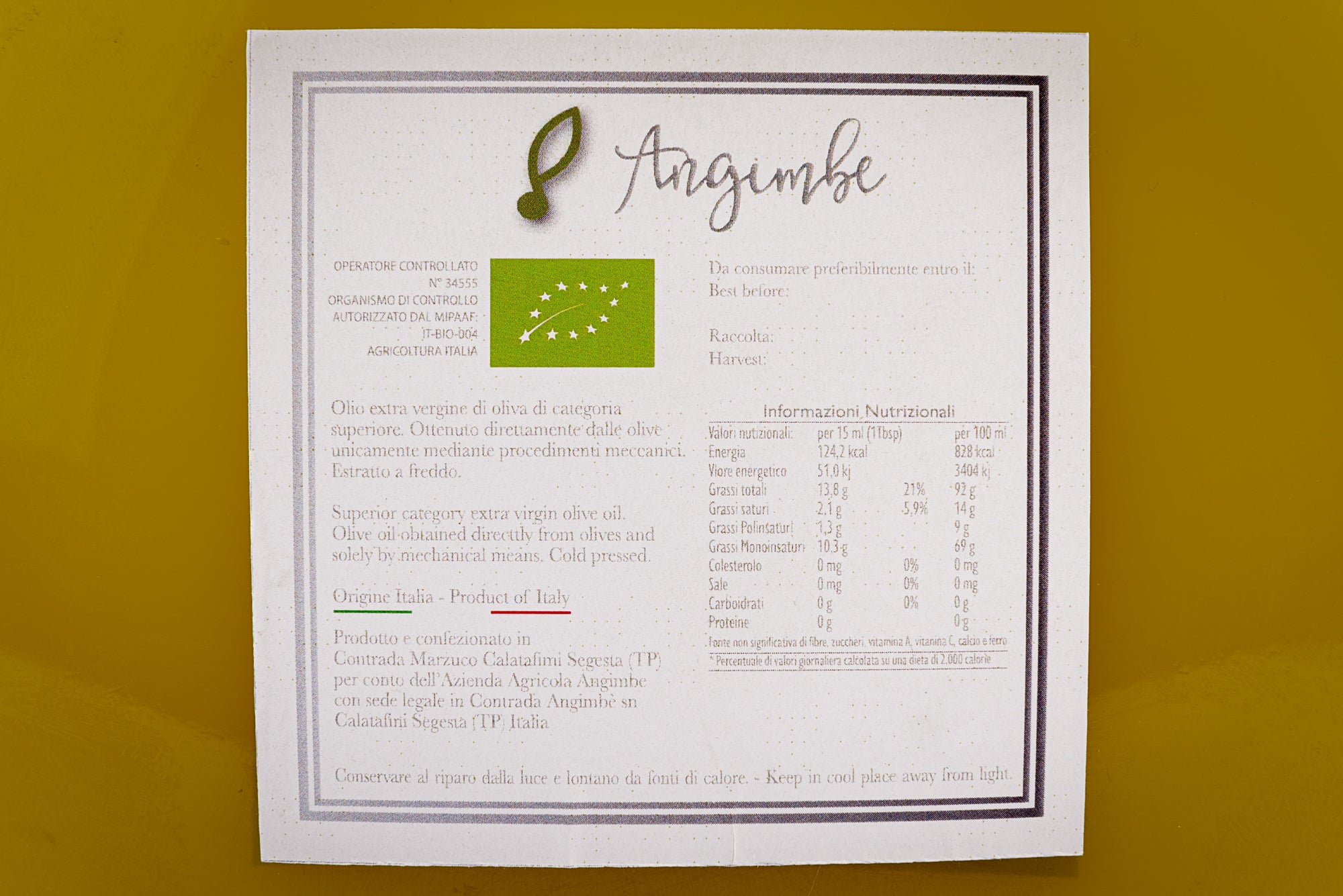Proprietà e calorie dell'olio di oliva Angimbe