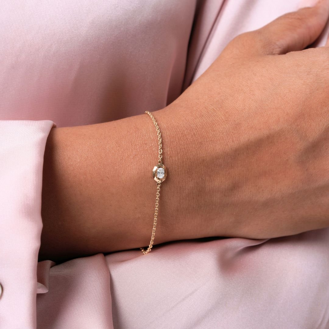 Solitaire Diamond Kadha Bracelet Bangle - Rose Gold – Cenora Jewellery