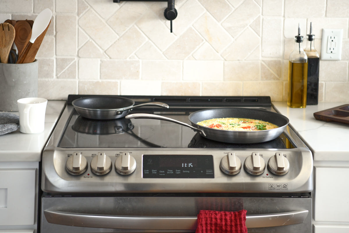 Sauté pans on stove top