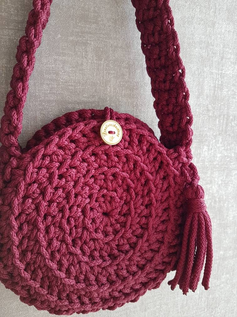 sinsonte Parpadeo población Bolso crochet boho hecho a mano redondo – lenalovesknitting