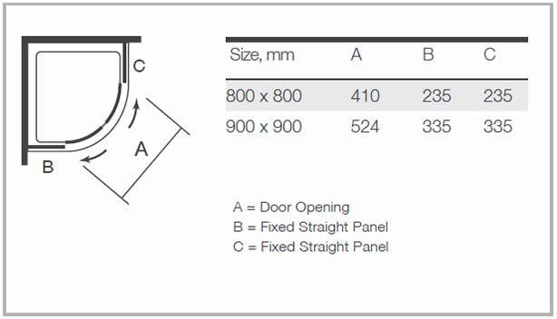 Merlyn MBOX Shower Enclosure 2 Door Quadrant Specification