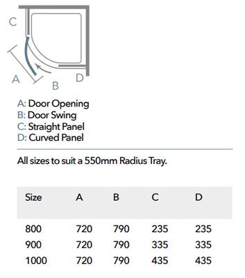 Merlyn 8 Series Frameless 1 Door Quadrant Technical