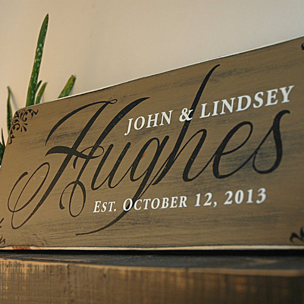 Custom Wood Family Established Sign in Rustic Finish 