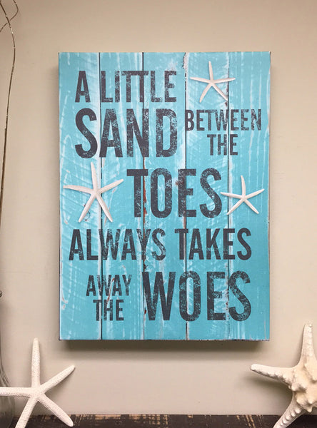 Beach Decor Quote on Canvas Art, A Little Sand Between The 