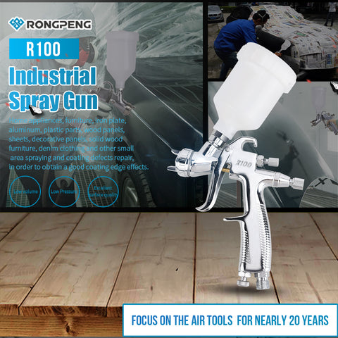 Industrial LVLP Spray Gun RONGPENG R100 0.8/1.0mm Nozzle Gravity Feed –  Rongpeng