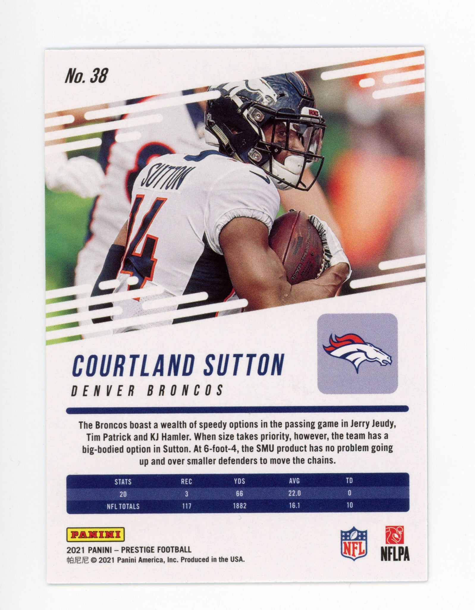 Courtland Sutton Panini 2020-2021 Xtra Points Stars Denver Broncos #38