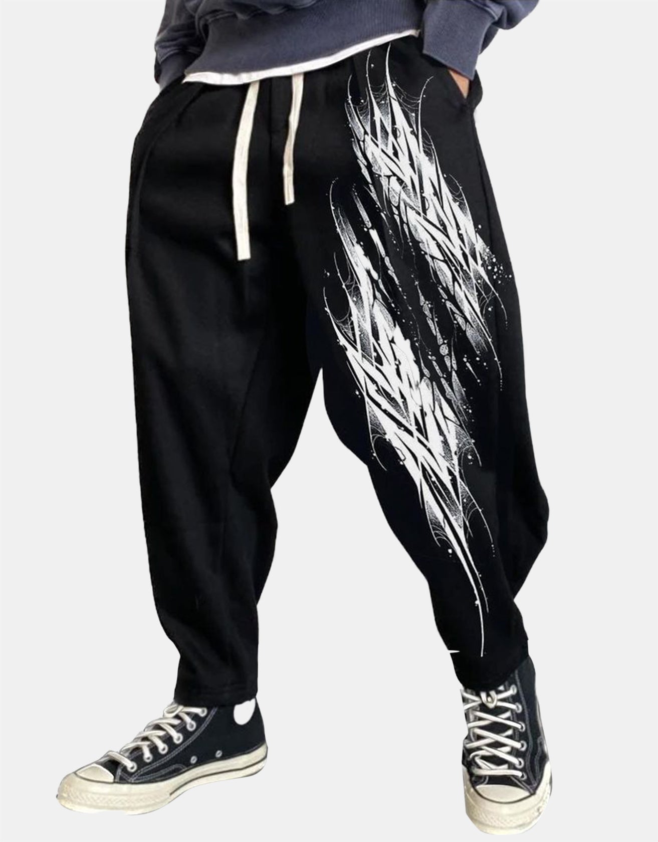 Graffiti Rune Marked Casual Trousers - Monster Valley product image