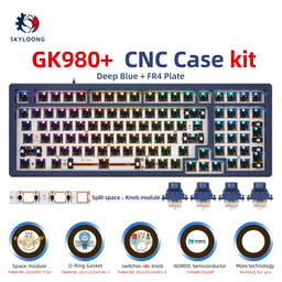 SKYLOONG GK980 Hot-Swappable Switch&Knob CNC Aluminum Kit as variant: Deep Blue / Fibeglass / Type-c