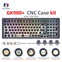 SKYLOONG GK980 Hot-Swappable Switch&Knob CNC Aluminum Kit as variant: Gray / Fibeglass / Type-c