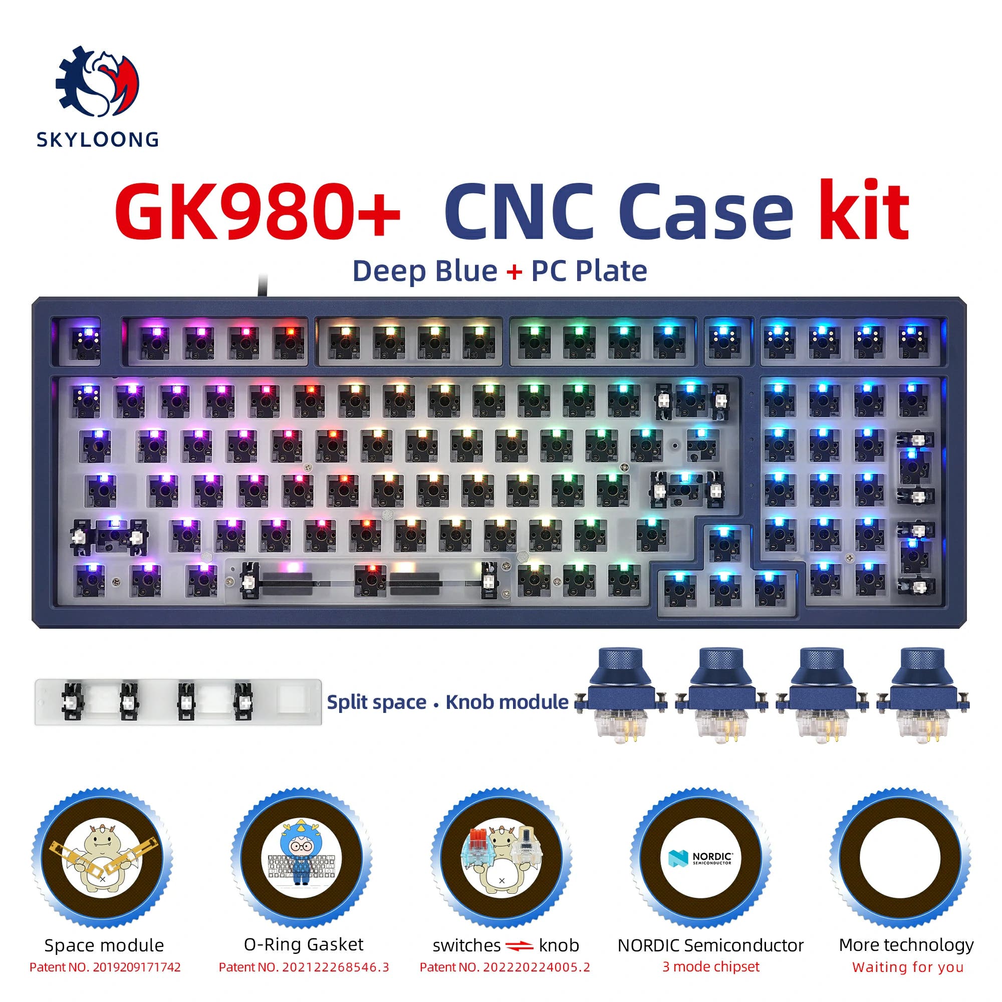 SKYLOONG GK980 Hot-Swappable Switch&Knob CNC Aluminum Kit Deep Blue / PC / Type-c