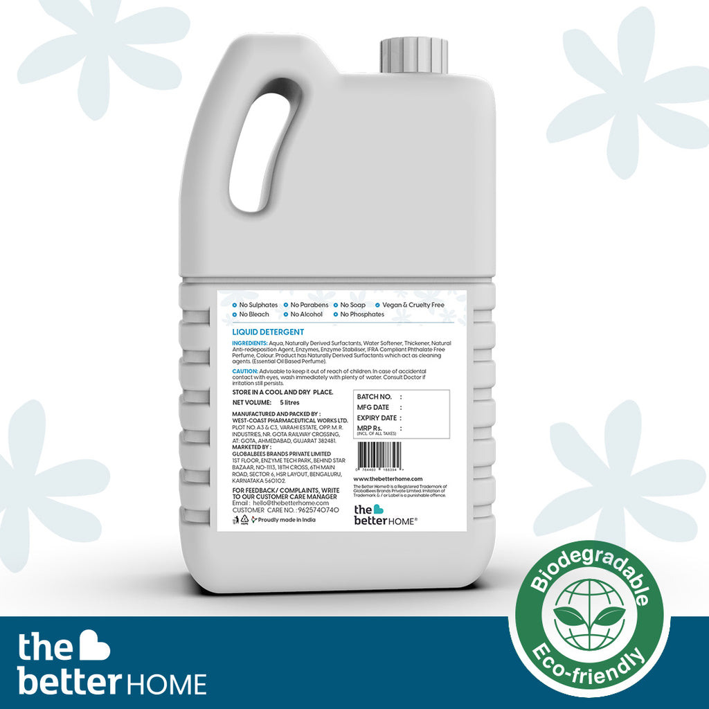 Detergent Liquid (5 L) | Baby & Pet Safe | Plant Based, Non Toxic & Eco Friendly