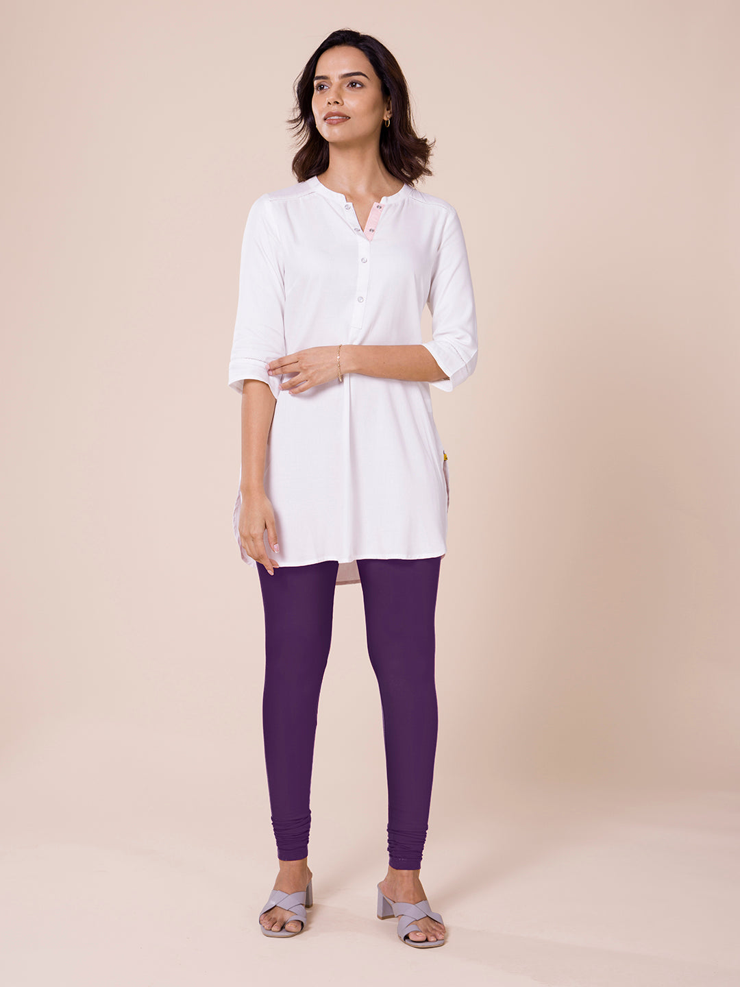 Buy online Cotton Legging Purple Color from Capris & Leggings for Women by Go  Colors for ₹449 at 0% off