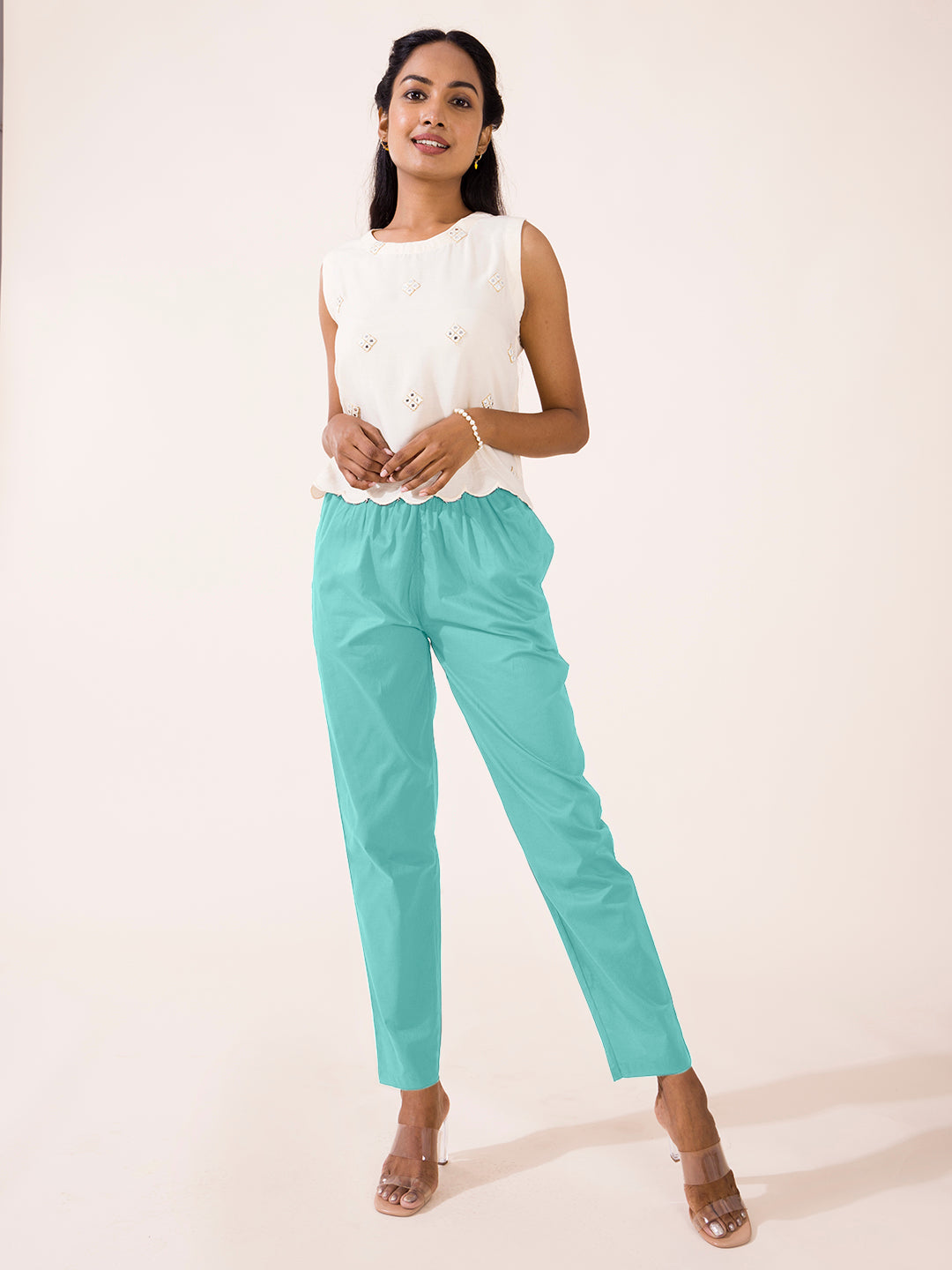 GO COLORS Women White Mid Rise Cotton Kurti Pant - 3XL : Amazon.in: Fashion