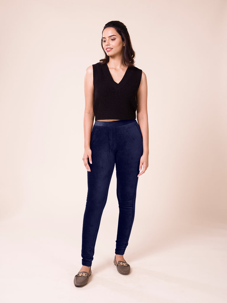 Buy Go Colors Women Olive Corduroy Jeggings Online at Best Prices