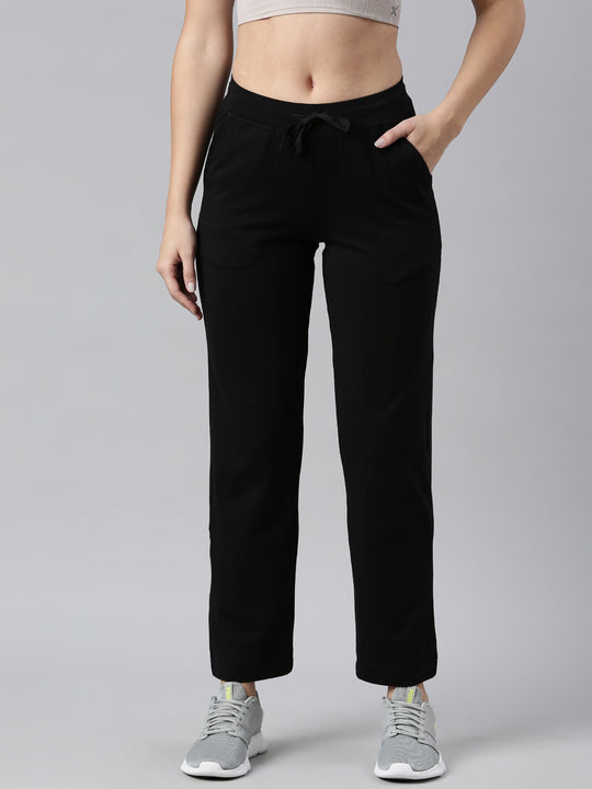 Buy online Women Solid Mid Rise Track Pants from bottom wear for