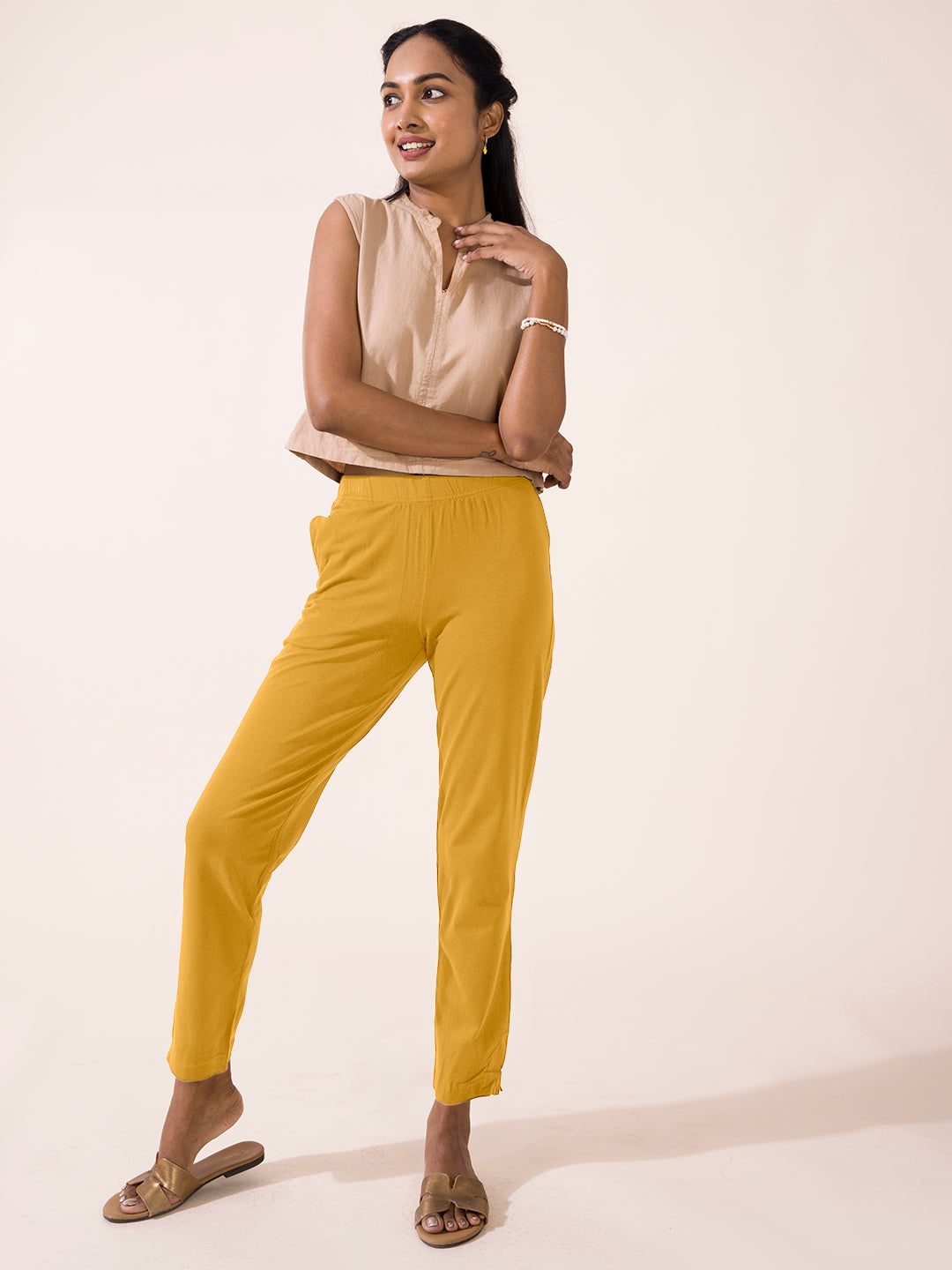 GO COLORS Regular Fit Women Yellow Trousers - Buy GO COLORS