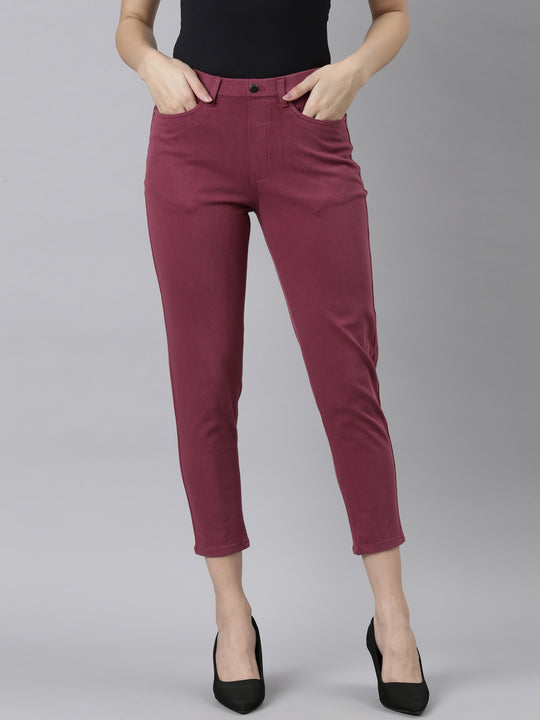 Buy Brown Belted Skin Fit Women Jeggings Online in India -Beyoung