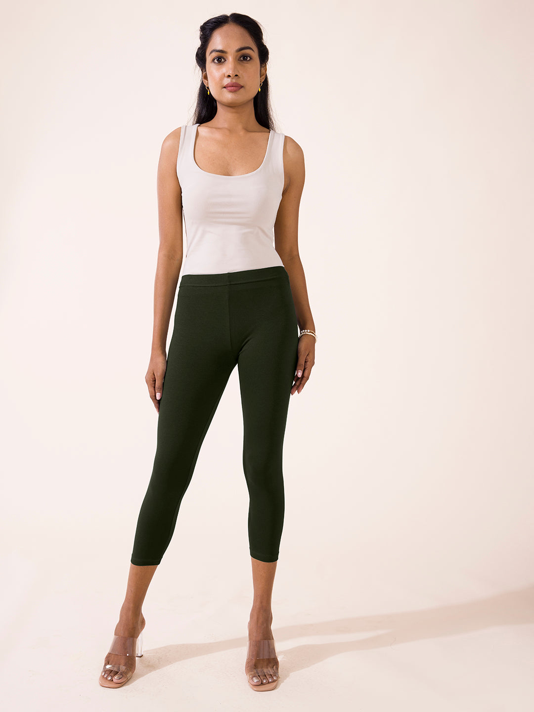 Women Solid Light Lime Slim Fit Ankle Length Leggings - Tall