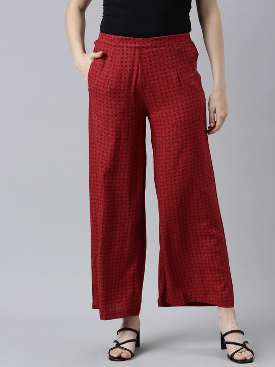 Intense red high waisted flat-front Wide leg Pants | Sumissura