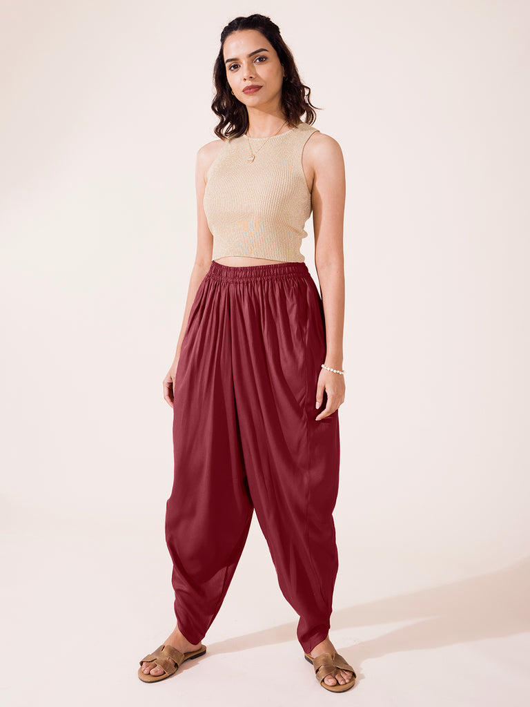 Buy GO COLORS Women Ecru Mid Rise Cotton Dhoti Pant - S at Amazon.in