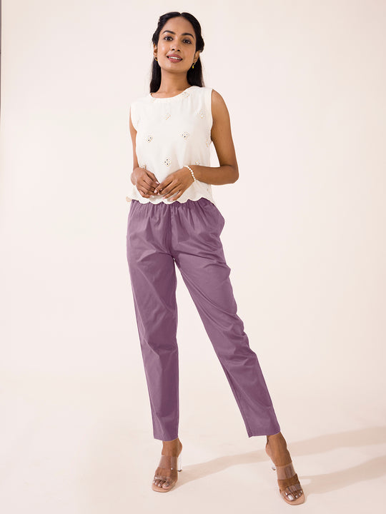 Buy Go Colors Women Solid Teal Cotton Mid Rise Kurti Pants Online