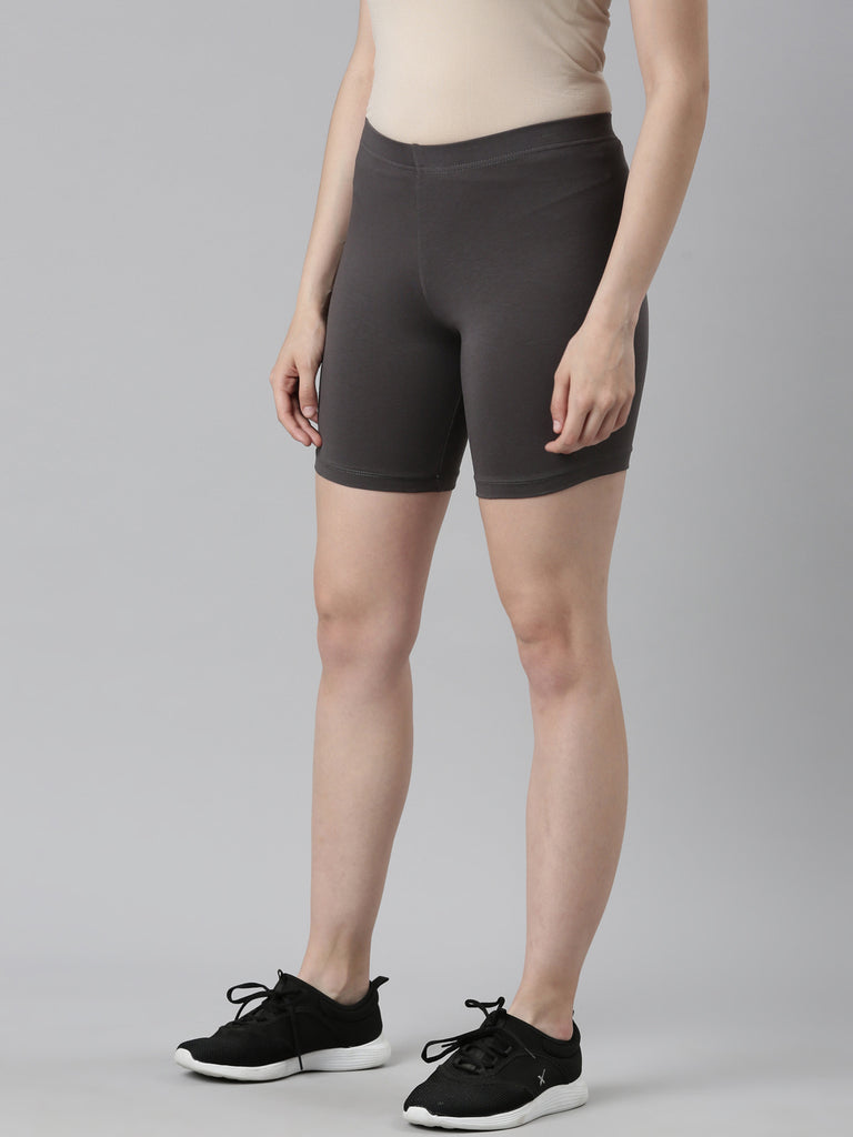 Women Solid Navy Cycling Shorts