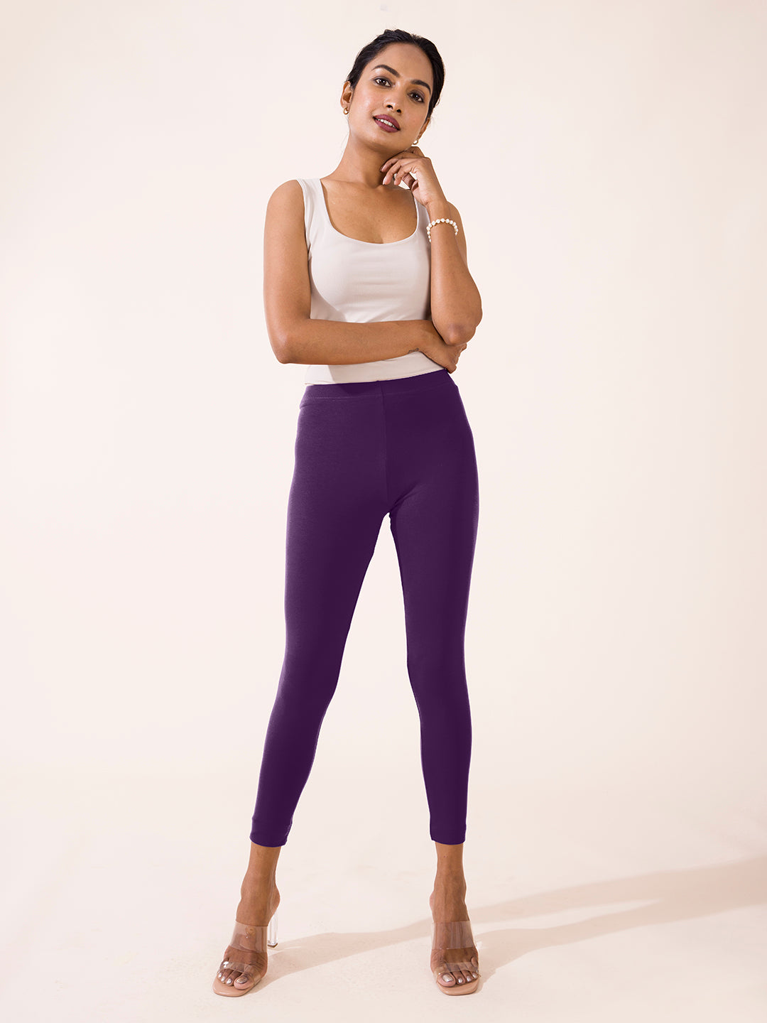 Buy Go Colors Women Solid Ebony Grey Slim Fit Ankle Length