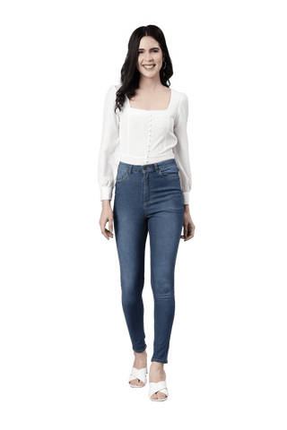 Image of a woman wearing Go Colors Jeans