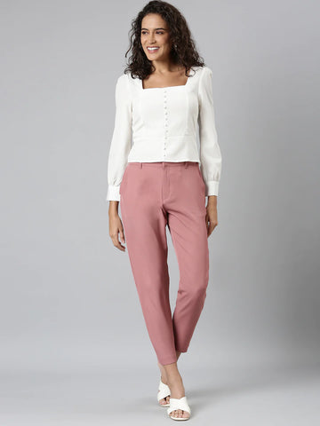 Image of a model wearing Go Colors Crepe Pants.