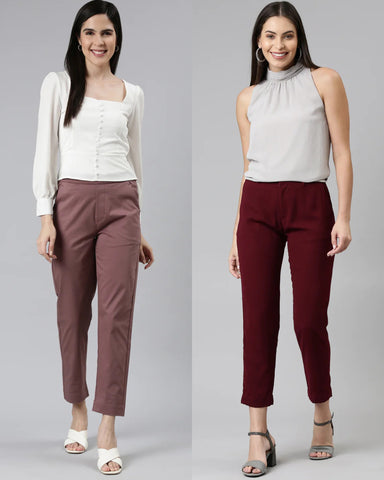 Image of two women wearing Go Colors Chinos and Trousers.