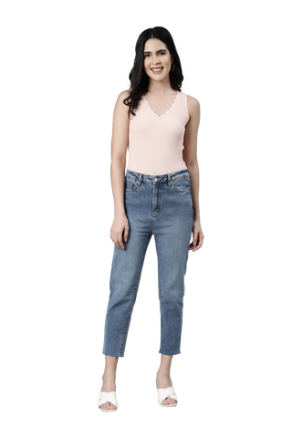 Image of woman wearing Go Colors Cropped jeans