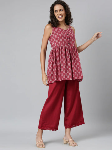 Image of a Model wearing Go Colors Linen Wide Pants