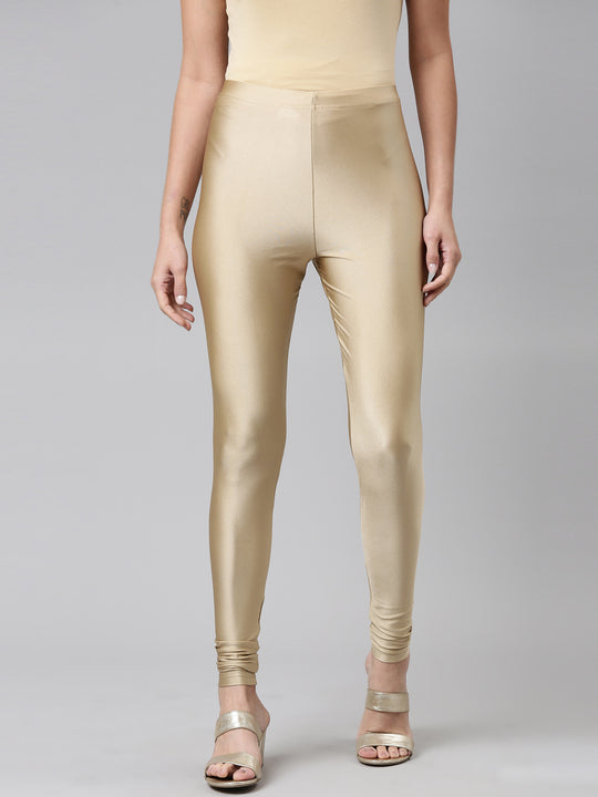 Girls Solid Gold Shimmer Leggings