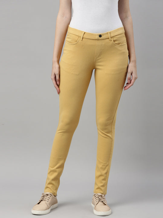 Women Solid Navy Super Stretch Jeggings