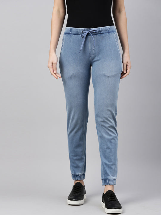 Jogger Fit Women Dark Blue strip Jeans