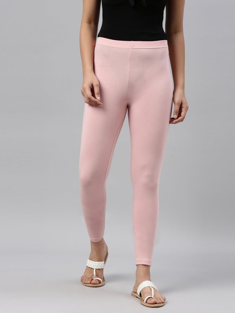 Women Solid Young Pink Slim Fit Ankle Length Leggings - Tall