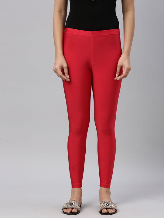 Women Solid Bright Red Patiala Pants