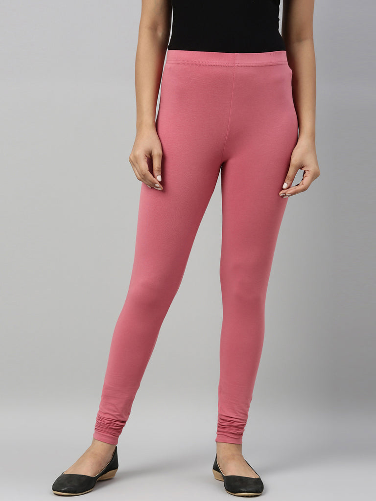 Light Pink Solid Color Casual Leggings, Best Solid Color Fashion