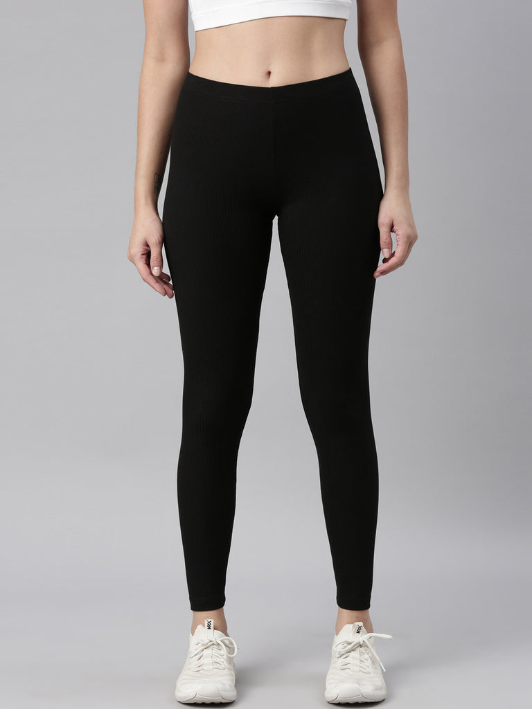 Buy Go Colors Women Rust Solid Stretch Leggings Online at Best
