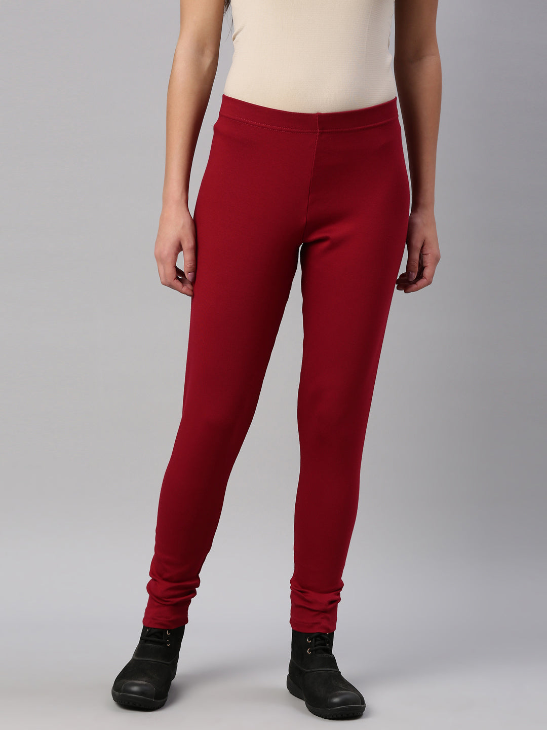 Buy Go Colors Women Textured Maroon Ultra Warm Leggings online