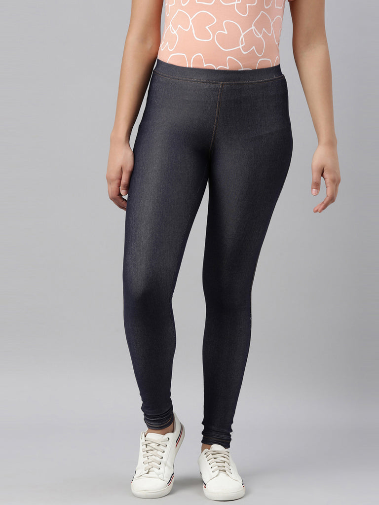 Buy Go Colors Women Black Solid Mid Rise Cropped Jeggings online