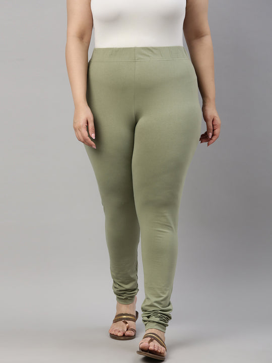 Buy Olive Green Churidars & Leggings for Women by GO COLORS Online |  Ajio.com