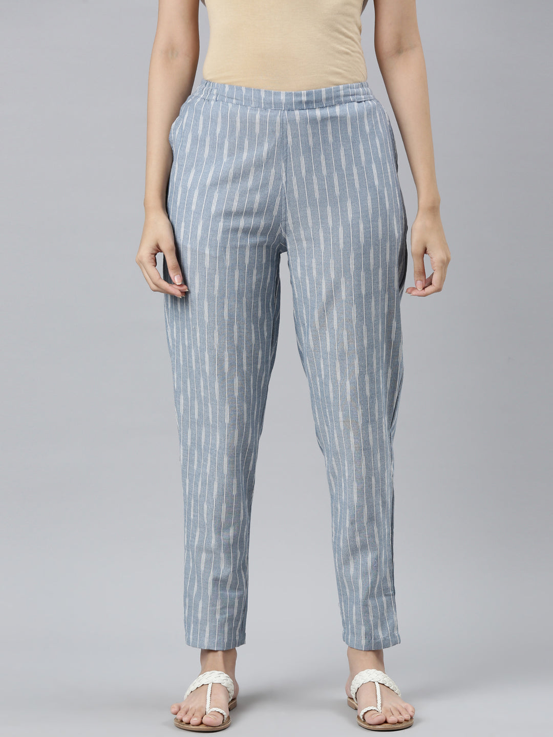 Buy Cream Trousers & Pants for Women by Go Colors Online | Ajio.com