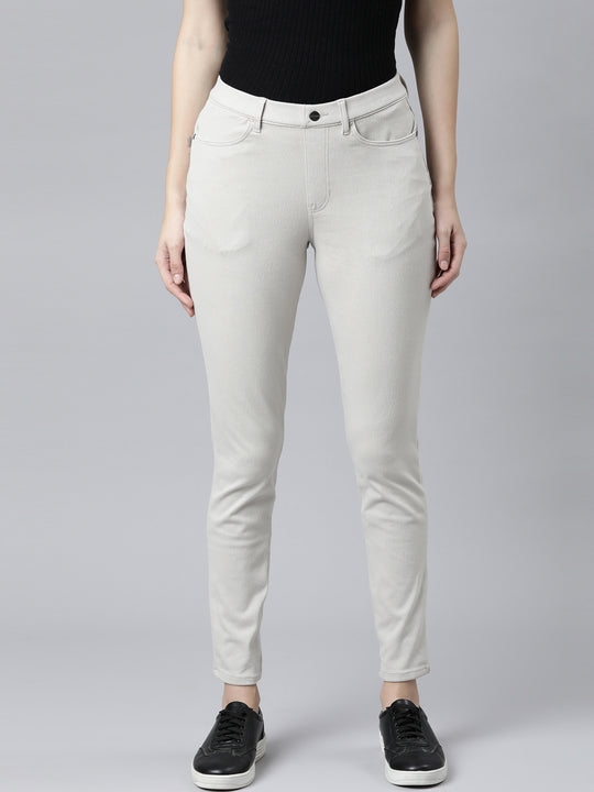 Buy Cream Jeans & Jeggings for Women by GO COLORS Online