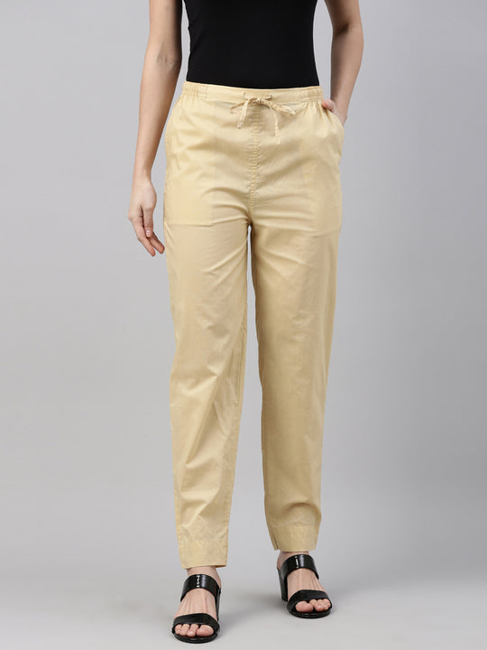 White Cotton Pants for Women with Pockets