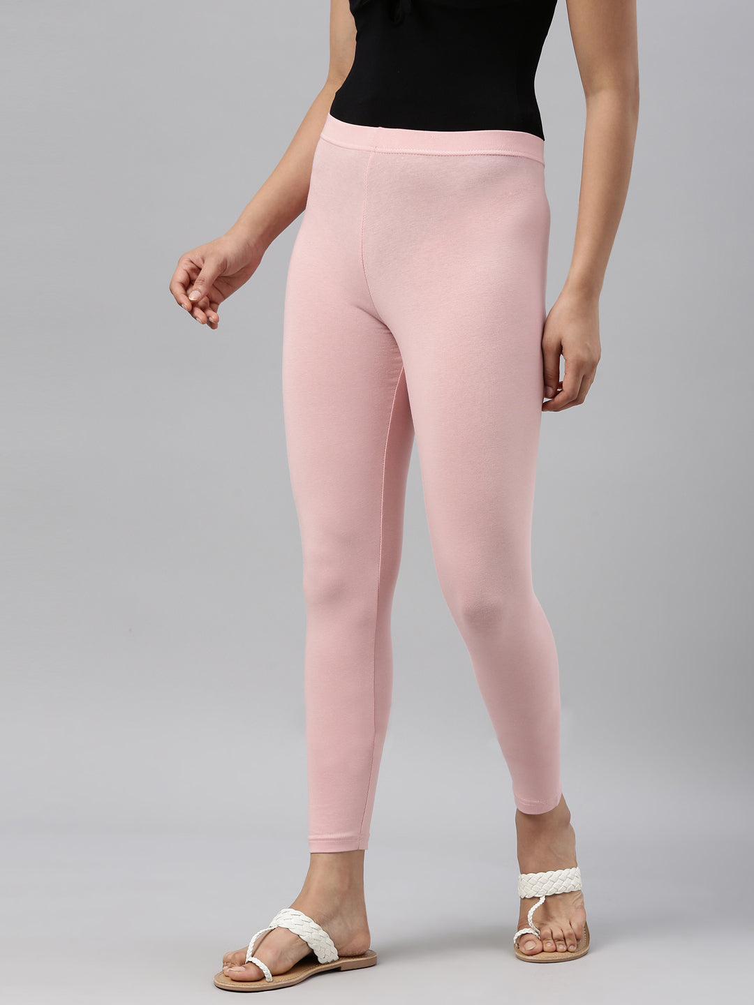 Buy QYNSIK High Waisted Soft Stretchable Cotton Ankle Length Leggings for  Women (Pink) at