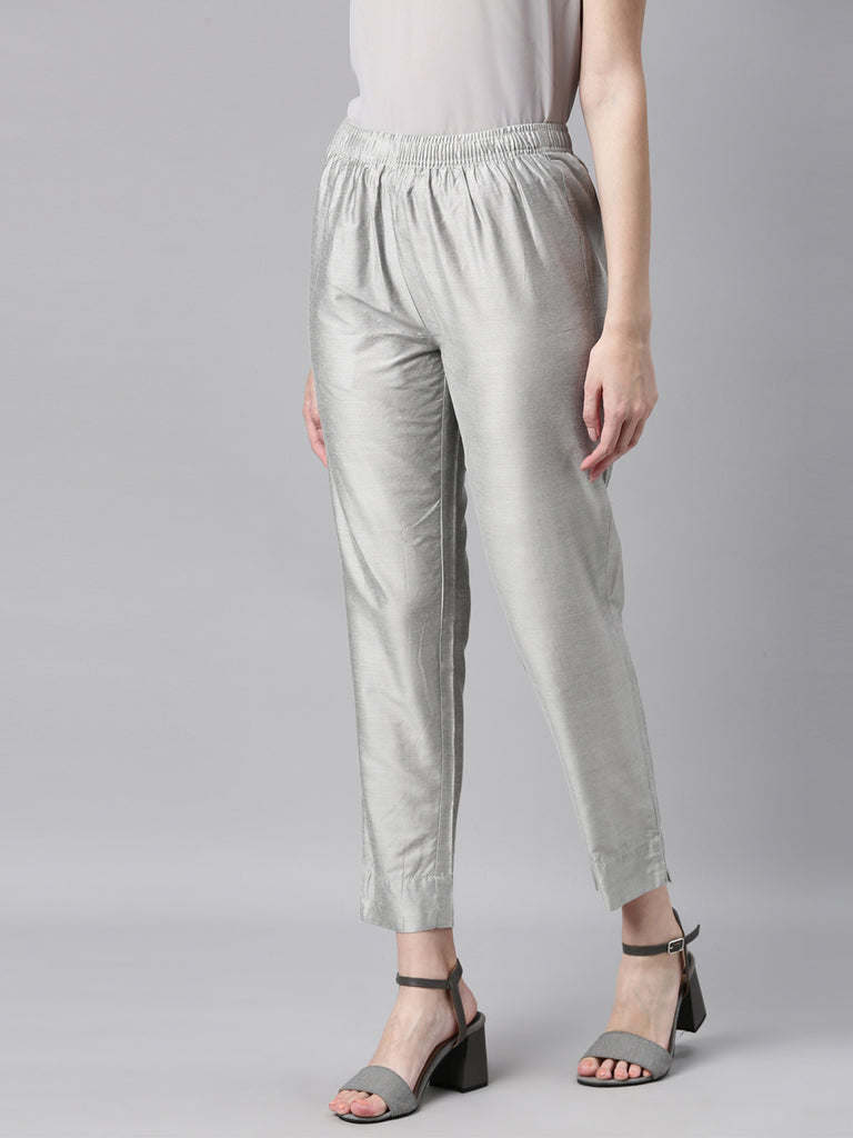 Buy Go Colors Silver Metallic Pants (XL) Online