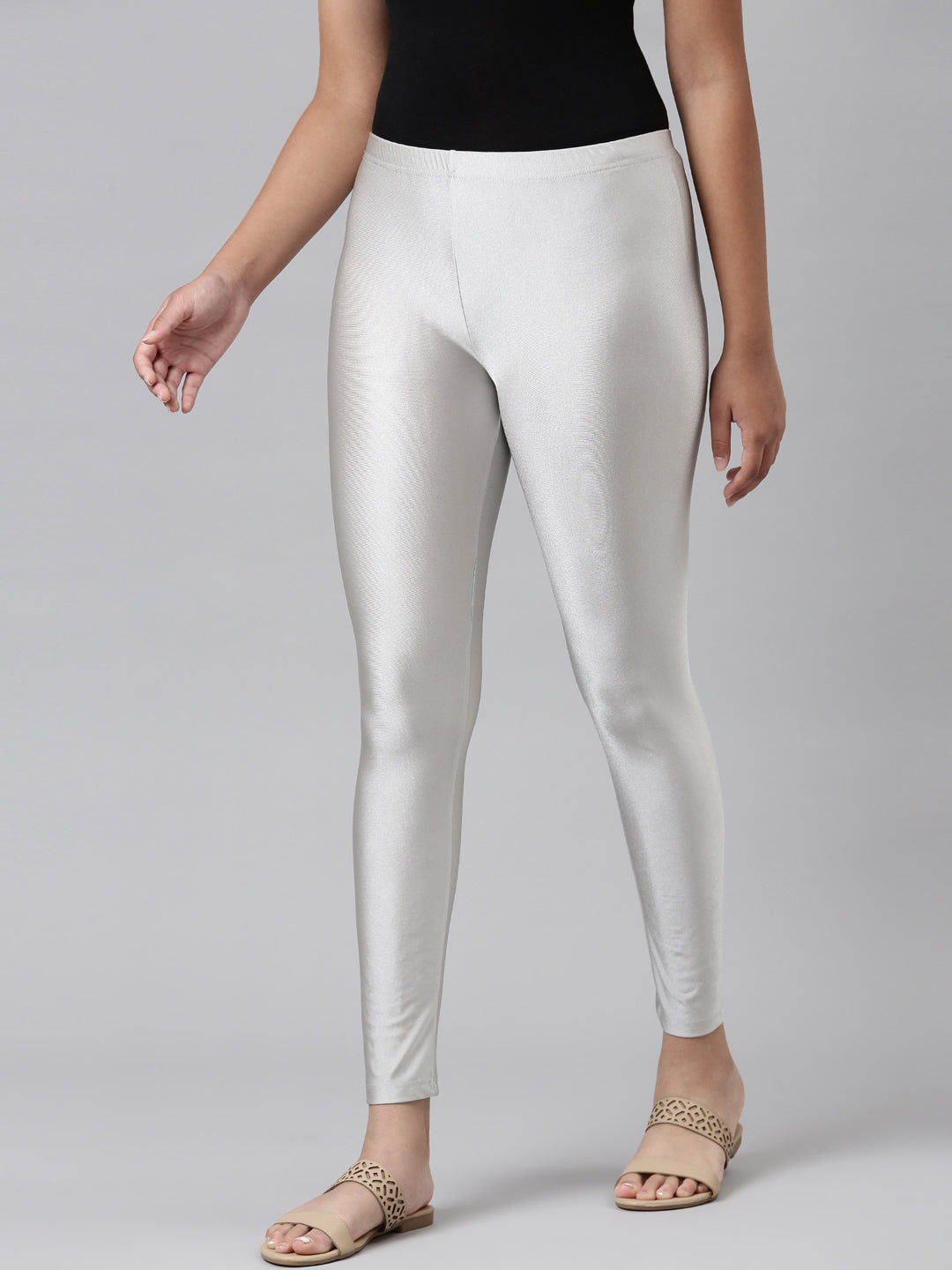 GO COLORS Womens Slim Fit Nylon Shimmer Leggings (Gold_S) : :  Fashion
