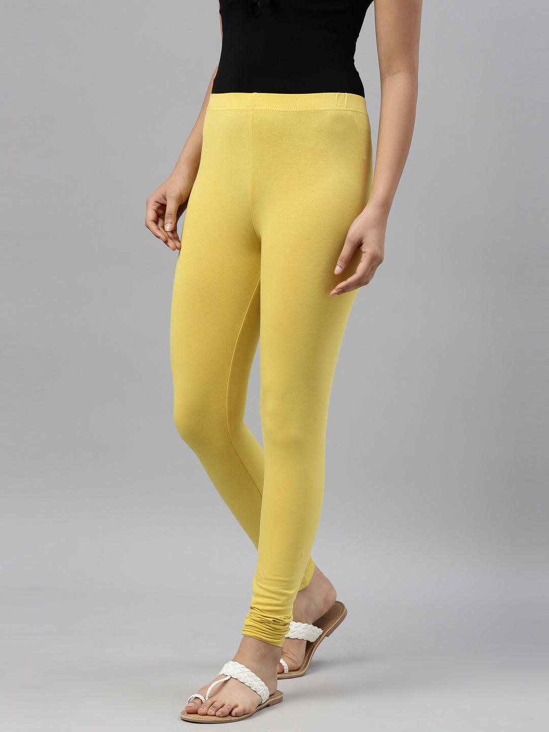 Lemon Color Women Cotton Bollywood Indian Legi Churidar Leggings Pants