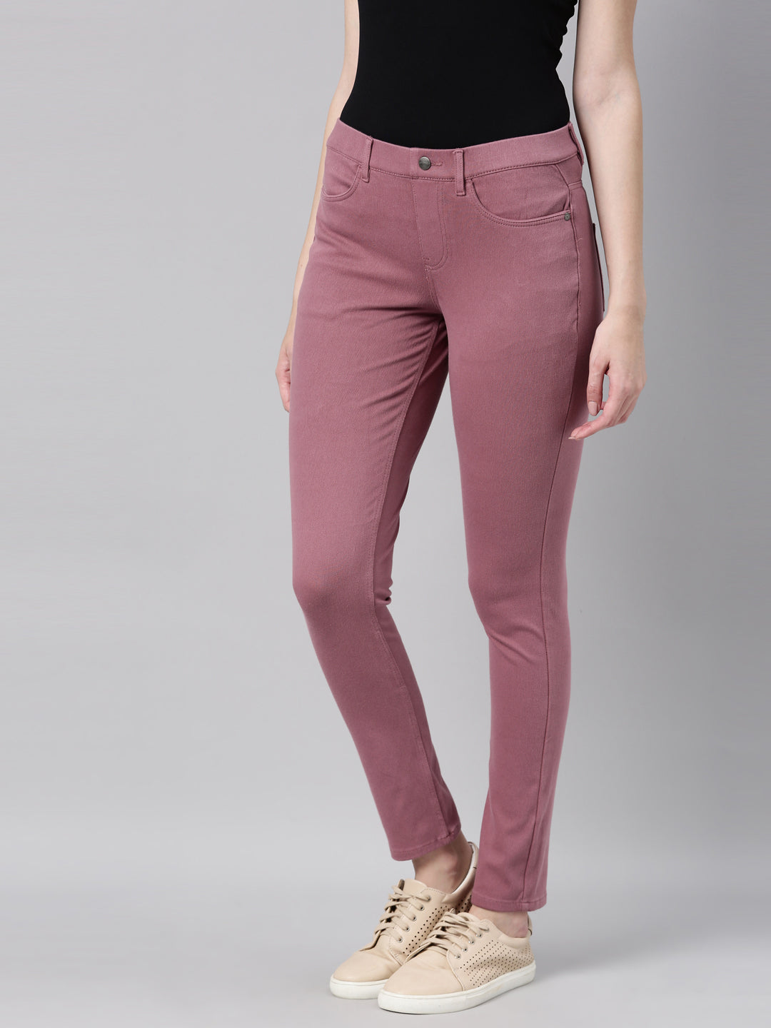 Solid Dark Wine Super Stretch Jeggings for Women